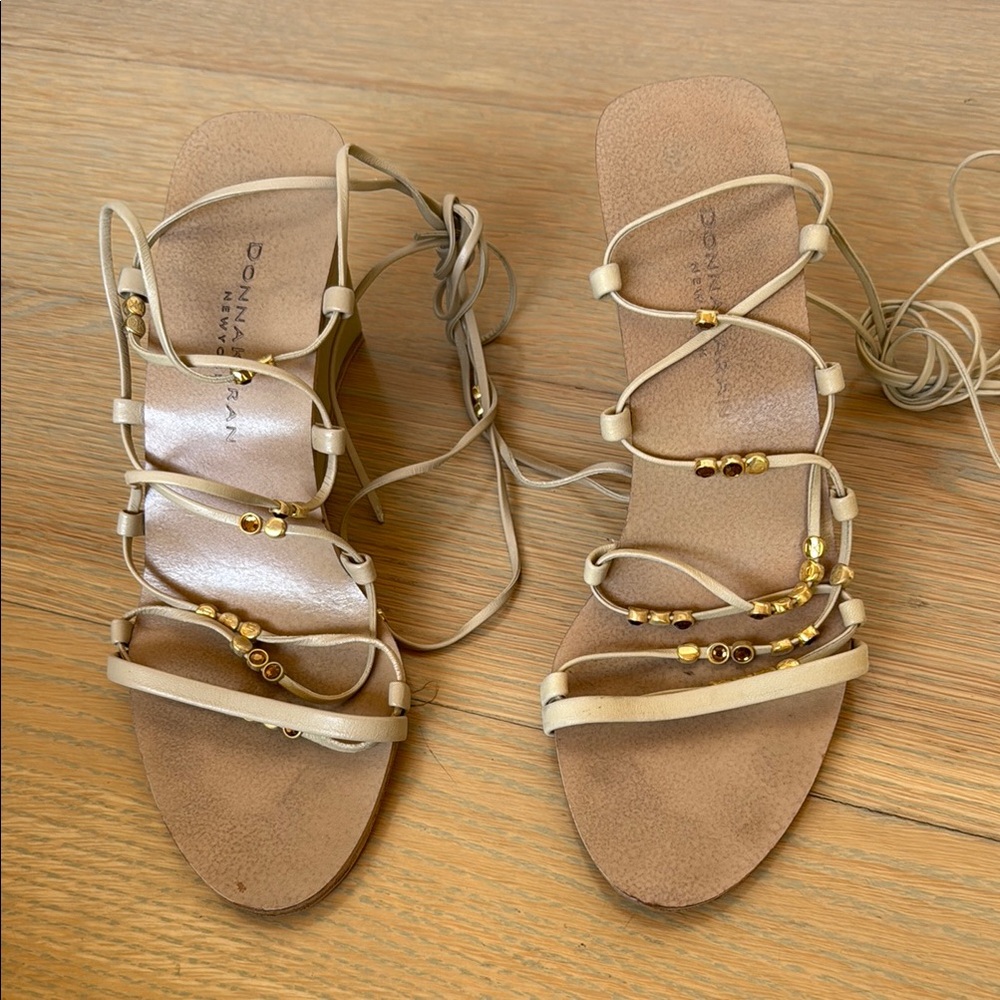 Donna Karan Tan Gladiator Sandals